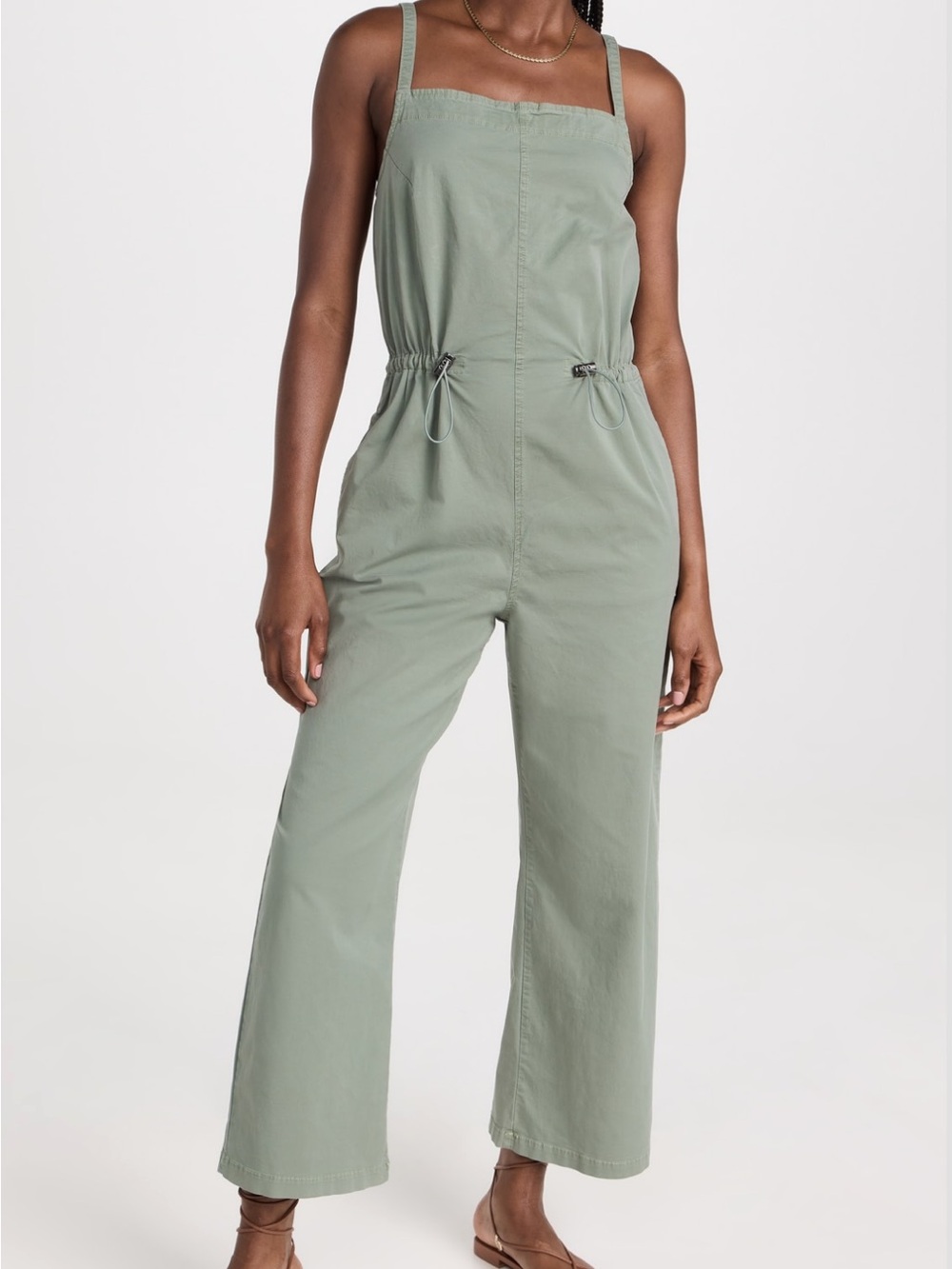 Pistola Sage Green Drawstring Wide-Leg Jumpsuit